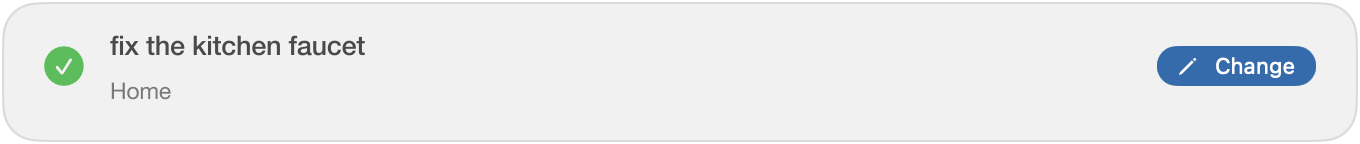 Chorsu confirmation showing the task automatically filed under Home